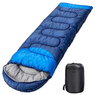 Gvqng CáMping Bolsa de Dormir, Ultraligero Impermeable, 4 Temporada CáLido, sobre Mochilero Bolsas de Dormir, para Exterior de Viaje Senderismo,Azul,2