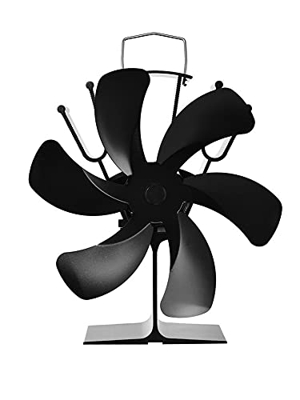 MAIES Fireplace Fan Black Fireplace 6 Blade Heat Powered Stove Fan Log Wood Burner Eco Friendly Quiet Fan Home Efficient Heat Distribution Less Consum