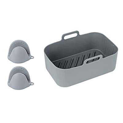 Aflytep Fryer Silicone Pot- Fryer Liners para Ninja Foodi DZ201 DZ40, SartéN para Freidora de Aire de FáCil Limpieza con Guantes a Prueba de Calor
