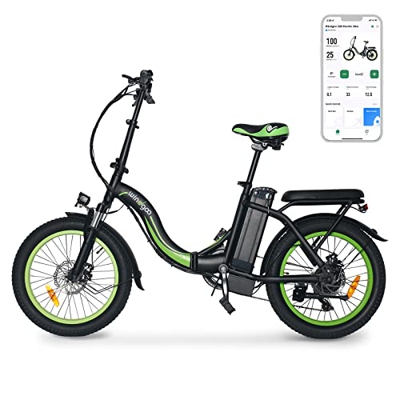 Windgoo E20 Bicicleta Electrica 20" Citybike Plegable Bicicleta Electrica con Caja de Cambios Shimano de 7 Velocidades y Control App Batería extraíble