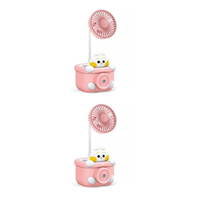 ZGMJ 2 Juegos de Ventilador Recargable USB portátil Dispositivo de enfriamiento de Escritorio Giratorio Ajustable Oficina Escuela Estudiantes Suminist