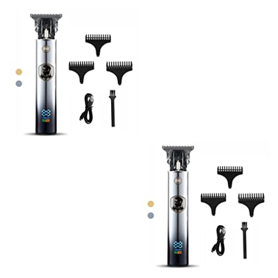 lmoikesz 2 Set di Cortapelos eléctrico Recargable Trimmer Máquina de afeitar Afeitadora Plata