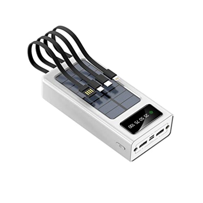 JJJ Viene con un Banco de energía Solar de Gran Capacidad de 30000 mAh de Cuatro Hilos (Color : White, Size : 20000mAh)