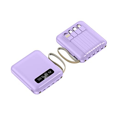 JJJ Mini 20000 MAh de Gran Capacidad Viene con un Banco de energía portátil de Carga rápida Treasure de Carga de Cuatro Cables (Color : Purple, Size :