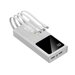 JJJ Super Fast Charge 66W Flash Charge Power Bank 20000 MAh Gran Capacidad con línea incorporada Universal Power Bank (Color : White, Size : 20000mAh) características