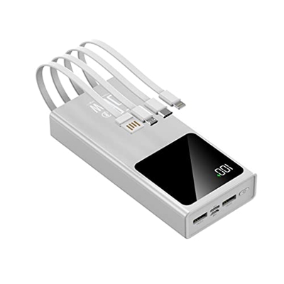 JJJ Super Fast Charge 66W Flash Charge Power Bank 20000 MAh Gran Capacidad con línea incorporada Universal Power Bank (Color : White, Size : 20000mAh)