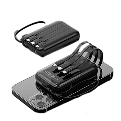 JJJ Cartoon Power Bank 10000 MAh Portable Creative Viene con un Banco de energía compartido de Cuatro Hilos (Color : Black, Size : 8000mAh)