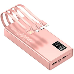 JJJ Banco de energía de Gran Capacidad autónomo Ultrafino de Carga súper rápida de 66W Fuente de alimentación móvil de Carga Flash de 10000 MAh (Color características