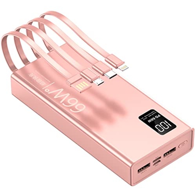 JJJ Banco de energía de Gran Capacidad autónomo Ultrafino de Carga súper rápida de 66W Fuente de alimentación móvil de Carga Flash de 10000 MAh (Color