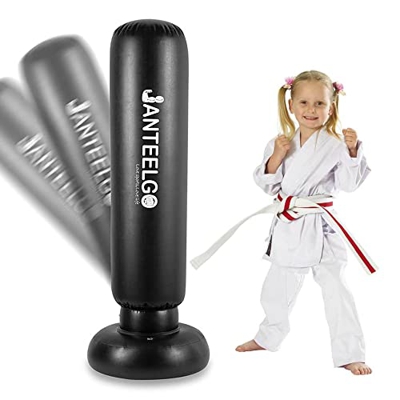 JanTeelGO - Saco de boxeo inflable de pie de 150 cm, bolsa de boxeo para interiores y exteriores para niños y adultos, PVC grueso de 0,4 mm, bolsa de 
