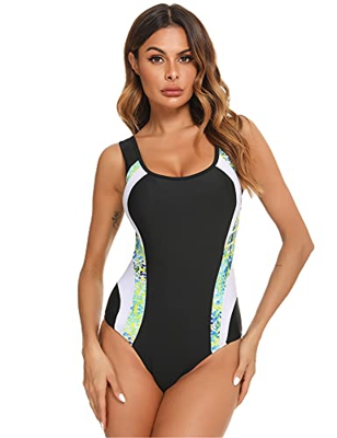 Sykooria Traje de Baño de Una Pieza Verano Bañadores Mujer Cintura Alta Elegante Control de Barriga Trajes de Baño Estampados para Mujer Push Up Bikin