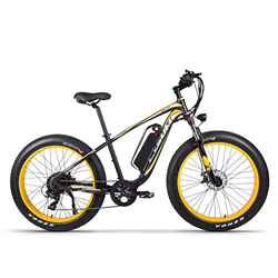 Bicicleta eléctrica de montaña, 4 "Fat Tire E-Bike, 7 velocidades, pantalla LCD, batería de litio de 17Ah, C-M980 (amarillo-M980) en oferta