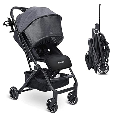 Wheelive Cochecito de Bebé Ligero, Cochecito de Viaje Compacto Fácil de Plegar con Una Mano con Respaldo Ajustable y Cesta de Almacenamiento, Cochecit