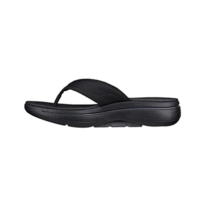 Skechers Go Walk Arch Fit Sandalia, Hombre, Textil Negro y Lima, 42 EU