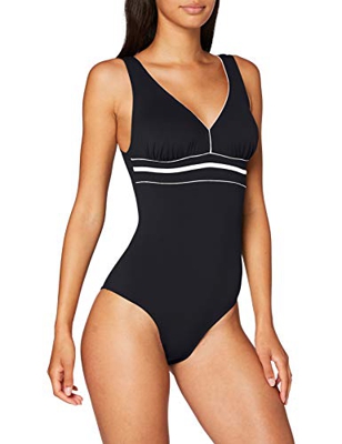 Haute pression A8001, Maillot de bain une pièce Multicolore Femme, Noir (Noir/Blanc), 46 (Taille fabricant: 44)