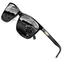 Duco Gafas de sol de metal Gafas de sol polarizadas unisex angulares con protección UV400 para deportes al aire libre 3029H (Negro) características