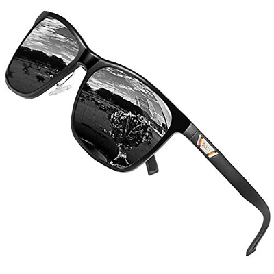 Duco Gafas de sol de metal Gafas de sol polarizadas unisex angulares con protección UV400 para deportes al aire libre 3029H (Negro)
