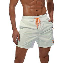 JustSun Bañador Hombre Bañadores Surferos Bañador Corto Hombre Natacion Traje de Baño Secado Rápido Impermeable con Bolsillo Cremallera Blanco XL características
