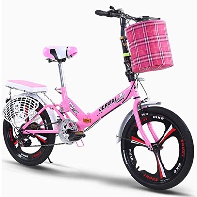 Bicicleta plegable para adultos y mujeres, estante de transporte trasero, 6 velocidades de aluminio fácil plegable bicicleta ciudad 20 pulgadas ruedas