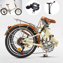 Bicicleta plegable de 20 pulgadas para mujer, para camino, sendero y montañas, beige, marco de suspensión completo de aluminio, cambios giratorios a t precio