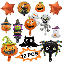 12 Piezas Globos de Halloween Grandes Halloween Foil Globos Papel de Calabaza de Halloween Globos de Papel de Murciélago Globos de Papel de Araña para en oferta
