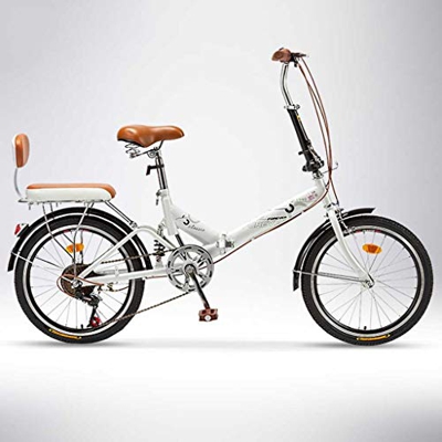 20 pulgadas 6 velocidades bicicleta plegable ciudad para mujeres mini bicicletas compactas bicicleta urbanos cercanías con estante trasero blanco