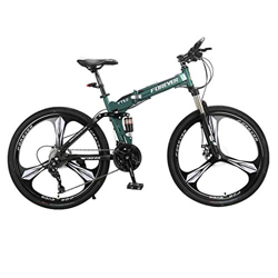Bicicleta de montaña para hombre, marco de acero de alta resistencia de 17 pulgadas/medio, 24 velocidades, ruedas de 26 pulgadas (color: verde) características