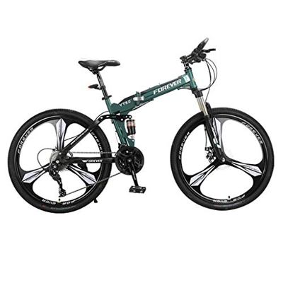 Bicicleta de montaña para hombre, marco de acero de alta resistencia de 17 pulgadas/medio, 24 velocidades, ruedas de 26 pulgadas (color: verde)