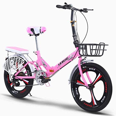 Bicicleta plegable para mujer, bastidor de transporte trasero, bicicletas híbridas de 6 velocidades de aluminio fácil plegable bicicleta de ciudad de 