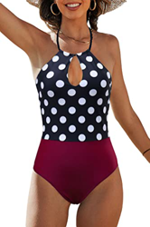 JFAN Bikinis Mujer bañador Veraniego de una Pieza con Tirantes Dobles Escote en Pico Cintura y realce de Cadera(Vino Rojo,M) características