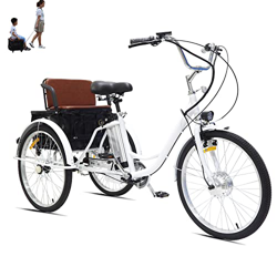 Triciclo eléctrico adulto 3 ruedas bicicleta con asiento infantil independiente cesta 350W motor electricidad/asistencia/pedal 3 modos adecuado para m en oferta