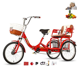 Triciclo con asiento triciclo adulto de 20 pulgadas con niños de movilidad de ancianos 3 ruedas bicicleta de montar humana agrandar la cesta trasera p características