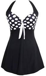 EUDOLAH Traje de Baño Entero Linda Mujer Tankini Vintage con Cabestrolunares-Blanco-F,L características