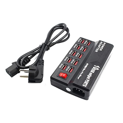 Mobestech Adaptador de 10 Puertos de Pared de Escritorio Rápido Cargador de Centro de Viaje Enchufe de Estación Rápida Carga USB