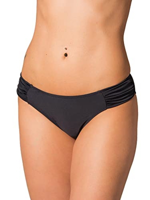 Aquarti Bragas de Bikini Talle Bajo Lateral Fruncido - Mujer, Negro, 38