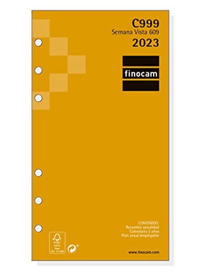Finocam - Recambio Anual 2023 Classic Semana Vista Horizontal Enero 2023 - Diciembre 2023 (12 meses) Español C999