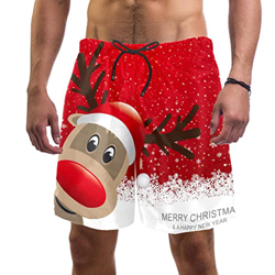 JDEZ Bañadores para Hombre Navidad Reno Rojo Pantalones Cortos de Playa de Secado rápido en oferta