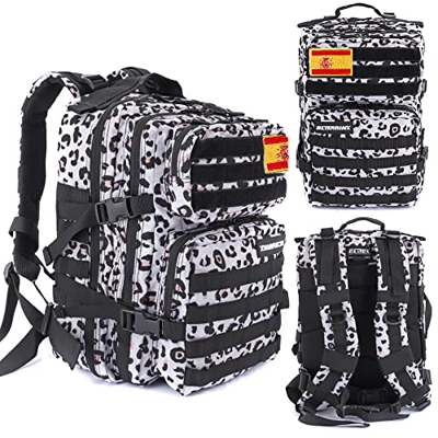 Mochila 25L ELITRAINX Tactica Militar Bandera España Impermeable para Deporte, Gimnasio, Aire Libre Oxford 600D (Leopardo)