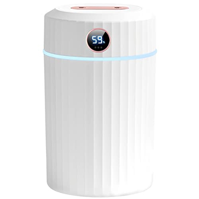 Lochimu Mini Humidifiers 2L Ultrasonic Cool Mist Humidifiers Portable Humidifier with 2 Spray Nozzles 7-Color LED Light and Real-time Humidity Display