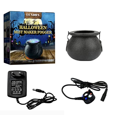Tatoonly Halloween Witch Pot Smoke Machine LED Humidifier Color Changing Creepy Decor Party DIY Scene Layout Prank Toy Christmas Decor