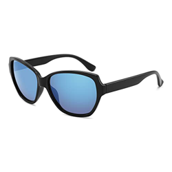 Gafas de sol para hombres y mujeres, marco ligero, protección UV400, gafas de sol de moda (marco negro oscuro/azul espejo) características