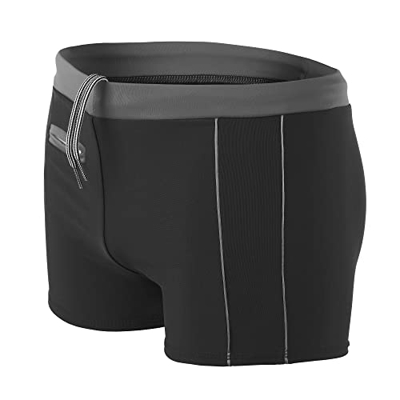 Aquarti Bañador para Hombre Tipo Boxer, 010 Negro/Gris, XL