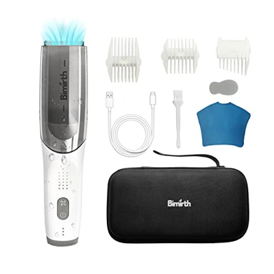 Benkeg Kit de corte de pelo al vacío inalámbrico, cortapelos, impermeable, batería recargable incorporada con bolsa de almacenamiento, cepillo de limp