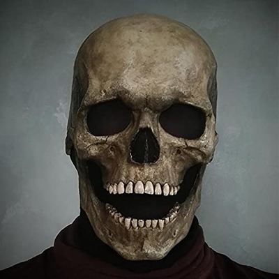 Lanckeli Máscara de Calavera de Halloween con Mandíbula Móvil, Cráneo Espeluznante, Máscara de Látex para Adultos.