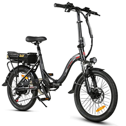 Bicicleta eléctrica de 20 pulgadas: batería for el estante trasero E-Bike 36V10AH, cambio de marchas Shimano de 7 velocidades y frenos de disco de abs características