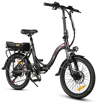 Bicicleta eléctrica de 20 pulgadas: batería for el estante trasero E-Bike 36V10AH, cambio de marchas Shimano de 7 velocidades y frenos de disco de abs