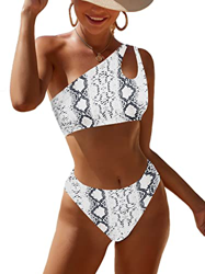 JFAN Traje de Baño Mujer Conjunto de Bikini Un Hombro Trajes de Baño Ahuecados Bañador Atractivo de Dos Piezas(Serpentina,XL) precio