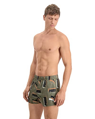 PUMA Logo Print Short Shorts Bermudas, Moss Green Combo, XL para Hombre