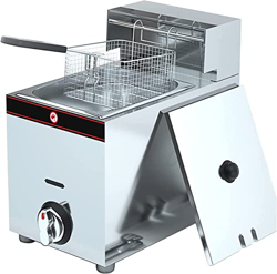 SILVOSWAN Freidora a Gas, freidora Comercial, freidora, Patatas Fritas, brochetas, freidora de Acero Inoxidable de Gran Capacidad, con Cuchara de Cest en oferta