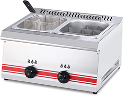 SILVOSWAN Freidora de gas comercial profesional, freidora de propano profunda de doble ranura de acero inoxidable Restaurante Cocina Papas fritas Frei en oferta